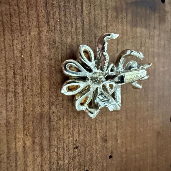 1950s Vintage Coro Rhinestone Earrings Light Pastel Blue Rhinestone Flowers Fanf - Picture 7 of 8